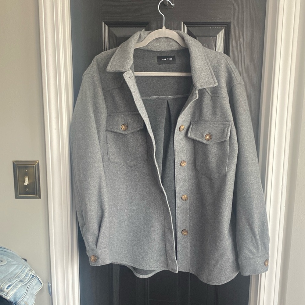 Love Tree dark gray fleece shacket-Size M/L
